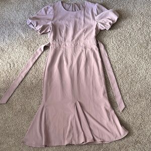 Elegant Mauve Puff Sleeve Dress